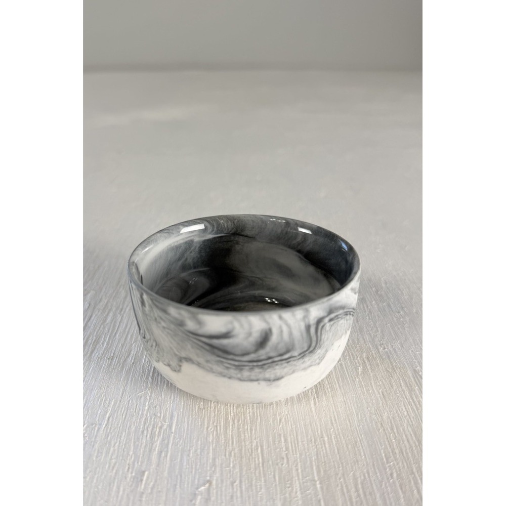 CB2 Swirl Black & White Mini Bowl Side Sauce Cup By Jennifer Fisher Marble Look
